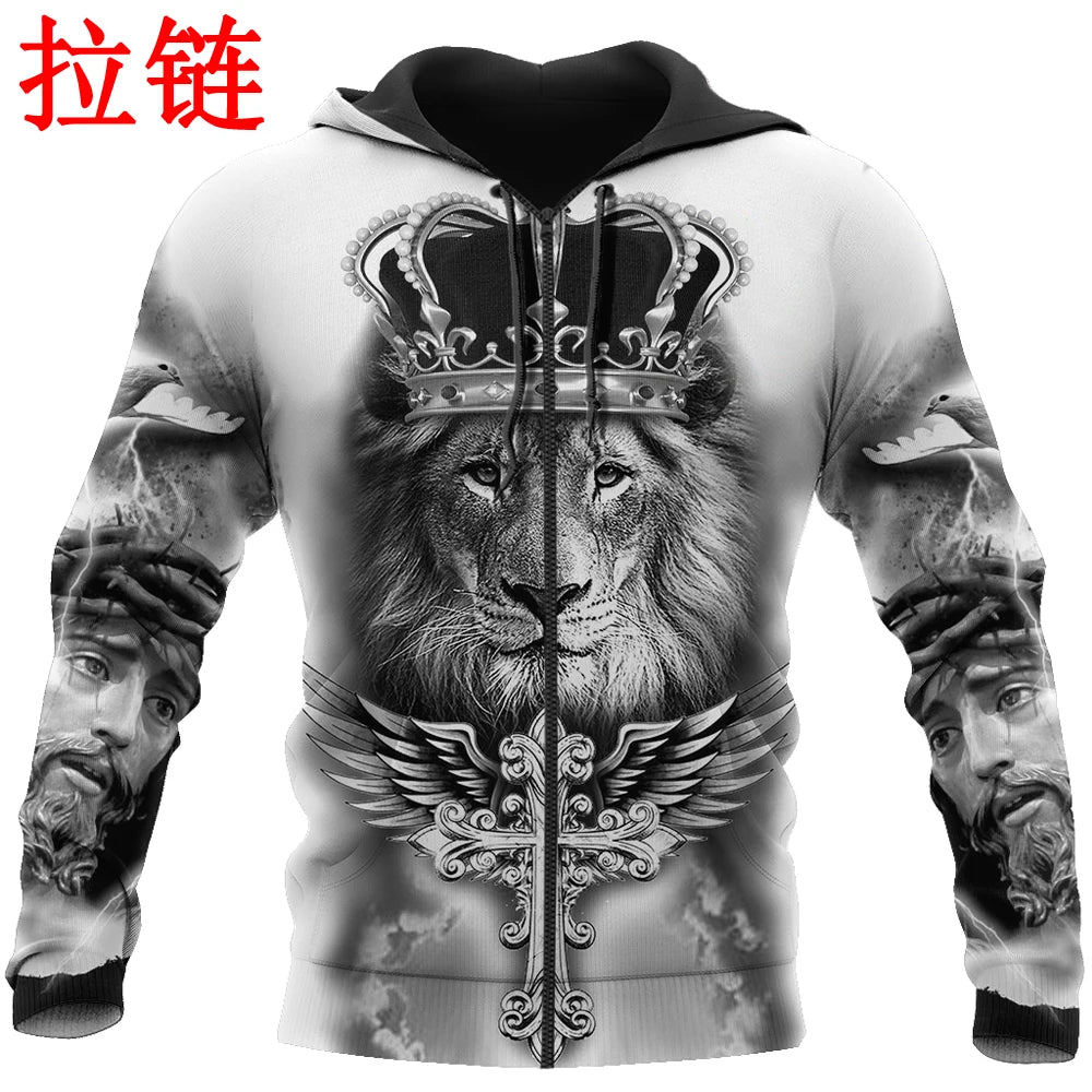 2020 Fashion Mens hoodies Easter Jesus Lion King 3D Printed Hoodie Sweatshirt Harajuku Streetwear Unisex Casual Jacket Tracksuit