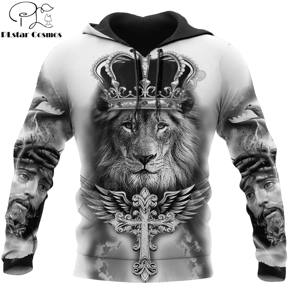 2020 Fashion Mens hoodies Easter Jesus Lion King 3D Printed Hoodie Sweatshirt Harajuku Streetwear Unisex Casual Jacket Tracksuit