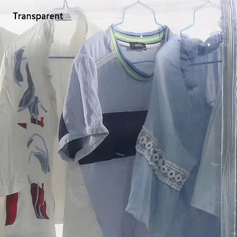 Clear Waterproof Dustproof Zip Clothes Rail Cover Clothing Rack CoverHanging Garment Suit Coat Storage Display  Protector Bag