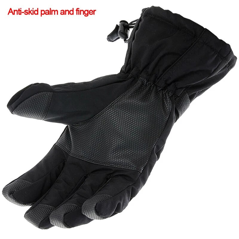 Black Snow Ski Gloves Waterproof -30C Degree Winter Warm Snowboard Gloves Men Women Motocross Windproof Cycling Motorcycle Black