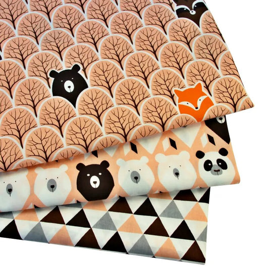 Forest Bear Cartoon Pattern Kids Twill Cotton Fabric for Patchwork Quilting Baby Bedding Sewing Cloth Material