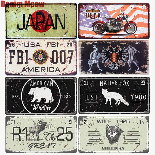 JAPAN License Plates Country Flag Vintage Metal Tin Signs Retro Decorative CAR Motorcycle Bar Pub Wall Art Stickers 30*15cm