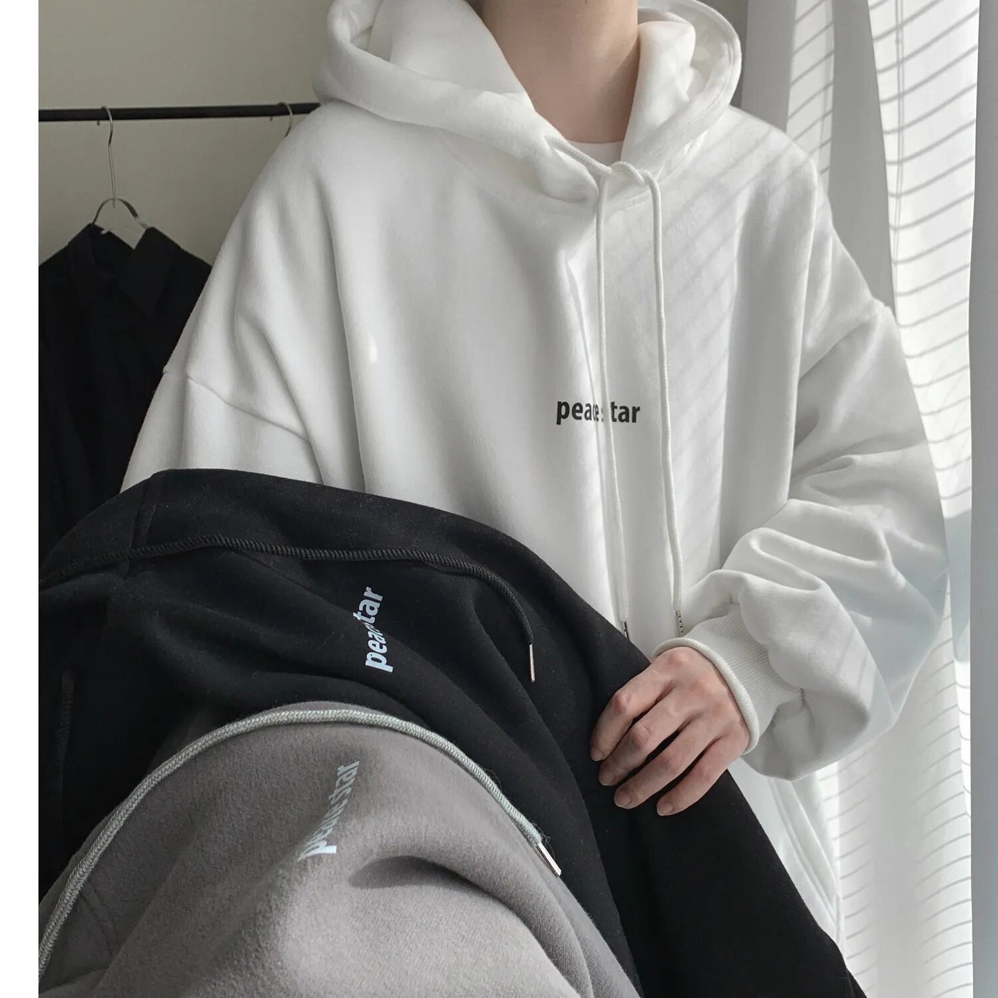 Men Hoodies Casual Sweatshirts Baggy Pullover Hooded Tops Fashion Streetwear Solid Wild Autumn Winter Sweatshirt