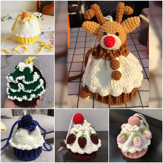 Christmas Tree Cake Crochet Strawberry Paper Cup DIY Material