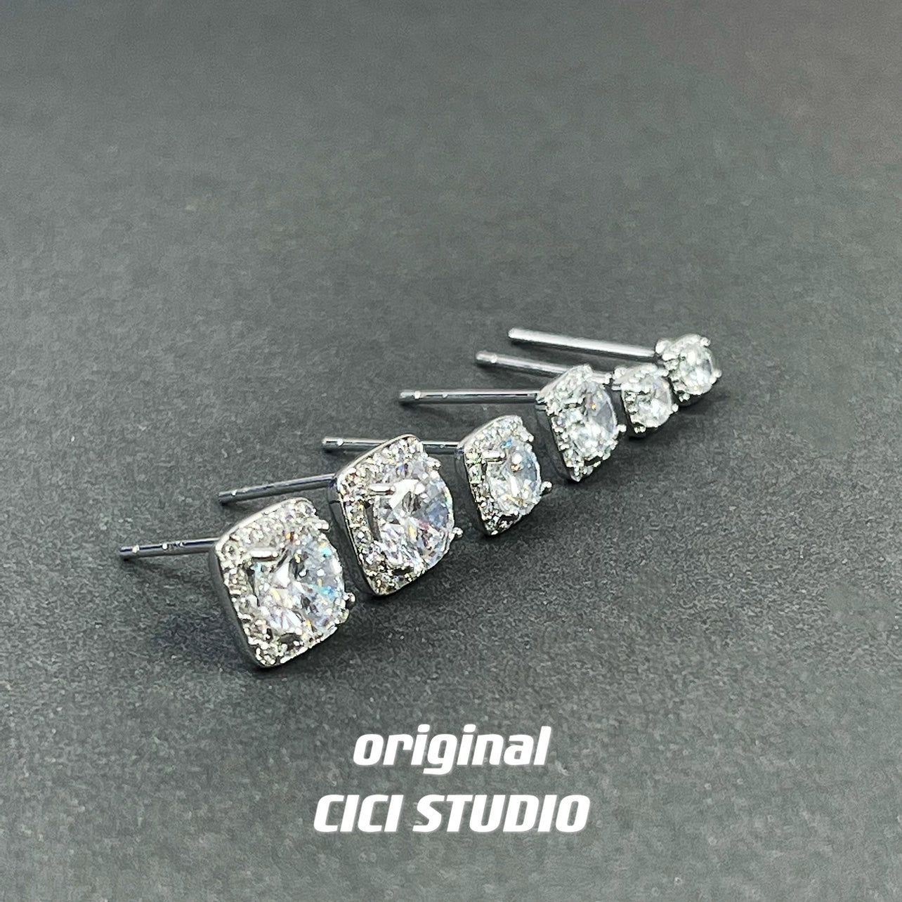 Cici Hip Hop Full Sterling Silver Needle Couple Zircon