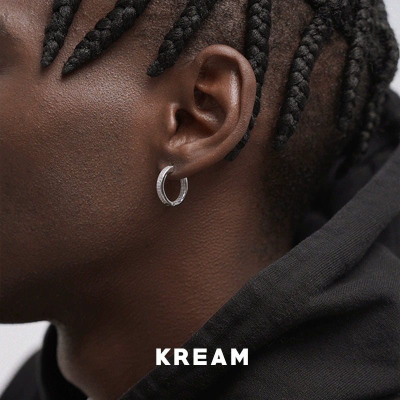 KREM Sterling Silver Diamond Inlaid Men's and Women's Hip-Hop Same Style Ear Studs