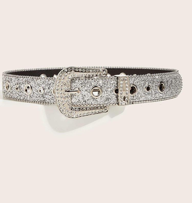 Hip Hop Ins Retro Rhinestone-Encrusted Female Y2g Shiny Belt