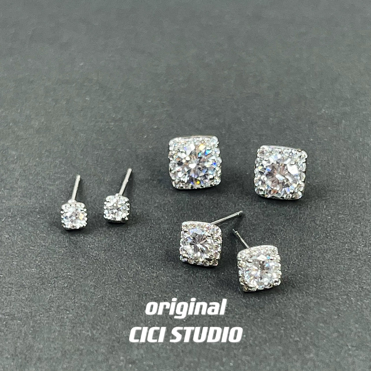 Cici Hip Hop Full Sterling Silver Needle Couple Zircon