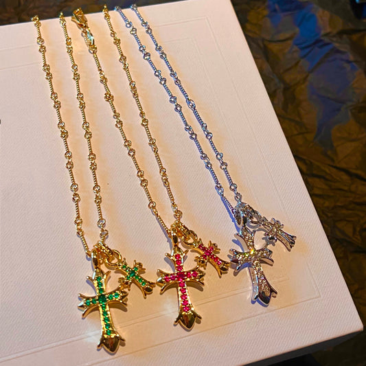 Faith Key ~ Fancy Accessible Luxury Fashion All-Match Trendy Color Necklace Cross Gothic Style Vintage Necklace