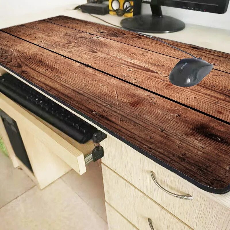 Mairuige  Fashion Brown Wood Grain Laptop Gaming Large Locking  Edge Mousepad BIG SIZE Rubber Game Mouse Pad for CSGO DOTA Gamer