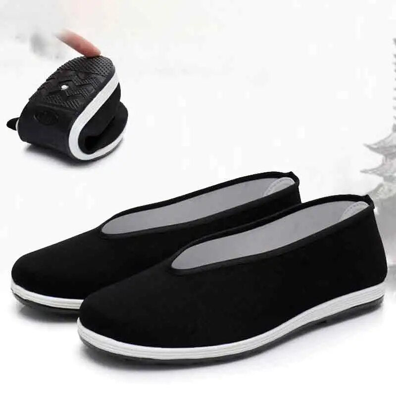 Chinese Traditional Martial Arts Shoes Men Kung Fu Wing Chun Tai-Chi Wushu Black Cloth Old Beijing Casual Shoes Sport Sneaker