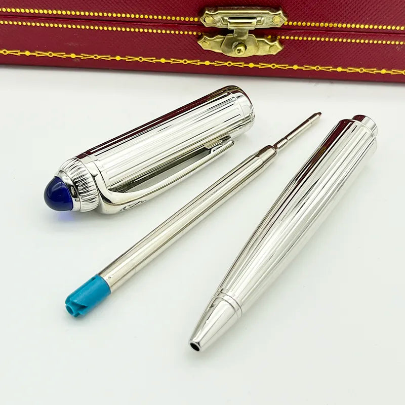 CT Luxury Quality Classic Blue Ballpoint Pen Stainless Steel Ragging Writing Smooth Office Stationery With Gem