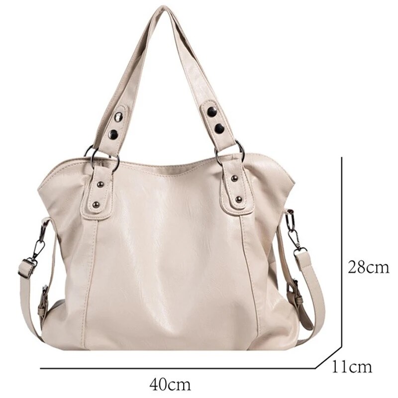 Big Black Shoulder Bags For Women Large Capacity Shopper Bag Solid Color Zipper Leather Crossbody Bag Lady Travel Tote Handbag