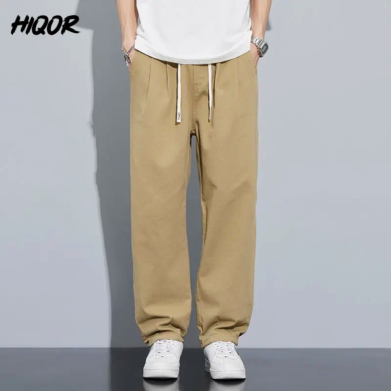 HIQOR 2023 Brand 100% Cotton Lightweight Sweatpants Man Patchwork Casual Long Sweat Pants Men's Jogger Trousers Dark Light Green