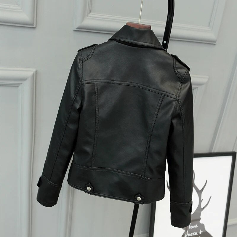 Fitaylor New Spring Autumn Women Short Faux PU Jacket Slim Fashion Punk Outwear Motorcycle Leather Jacket Casual Coat