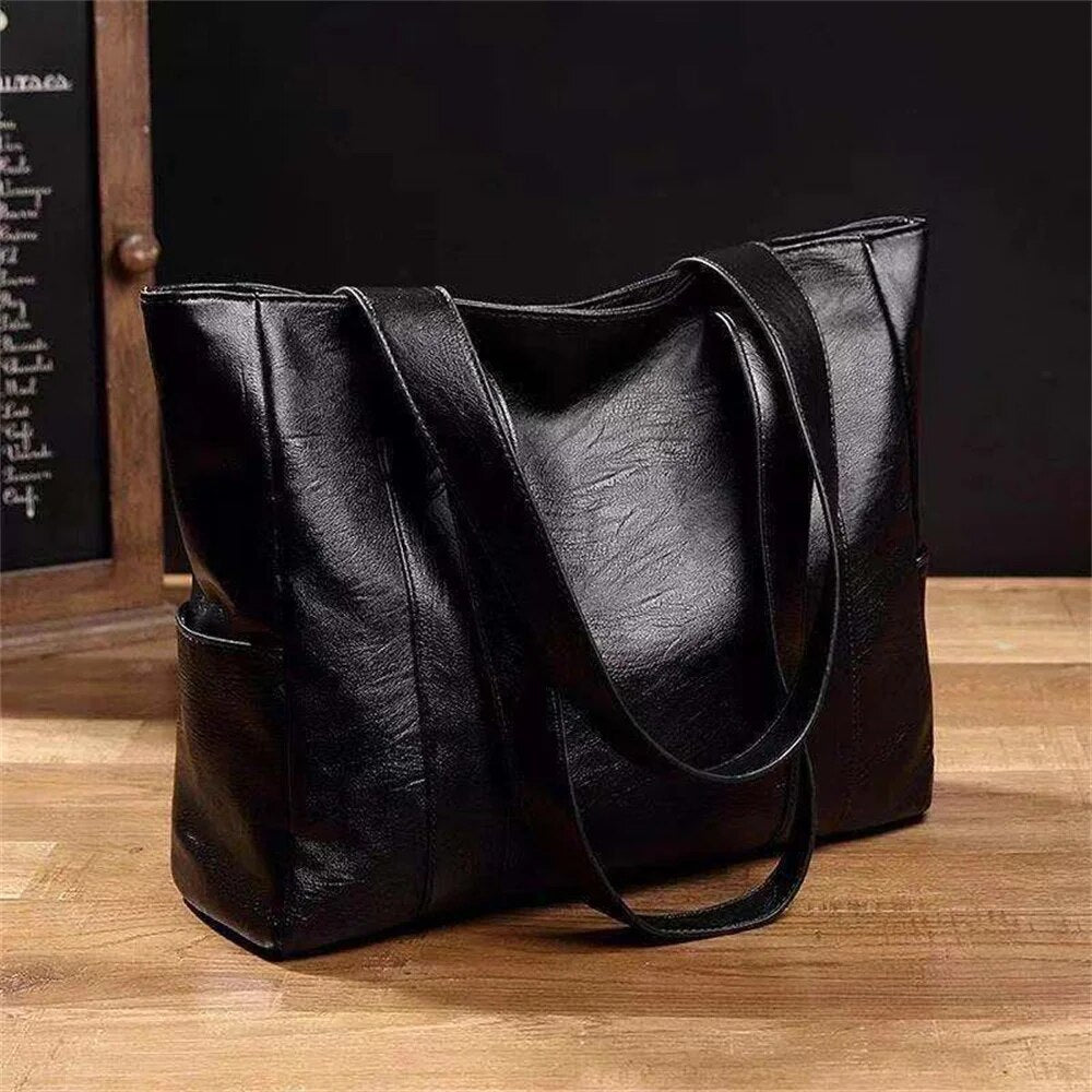 Big Soft Leather Bag Female 2023 New Tide Korean Version Of Everything Simple Large Capacity Tote Single Shoulder Handbag