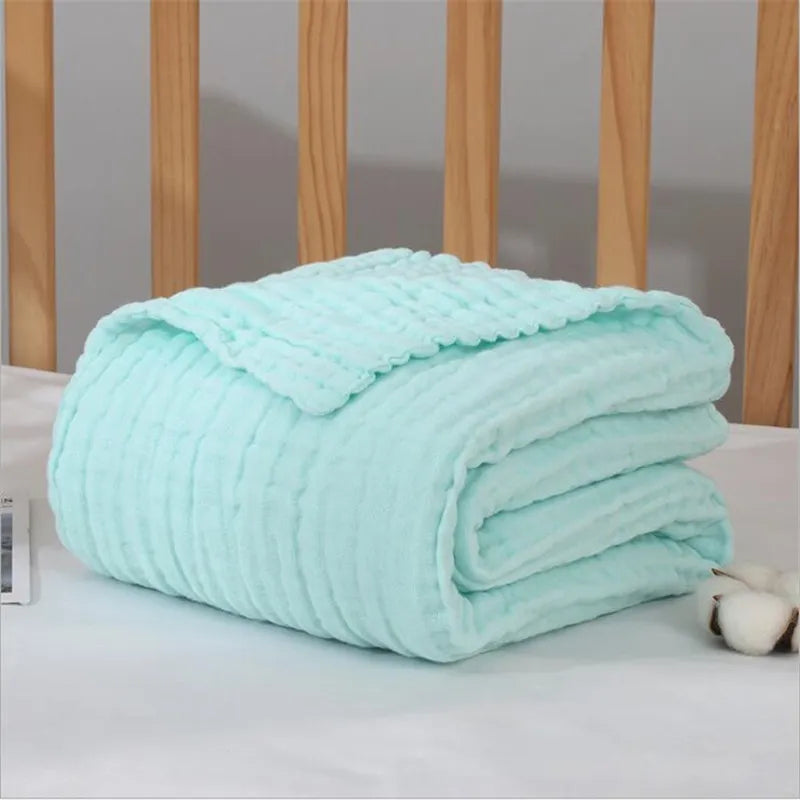 Kids Muslin Cotton Sleeping Blanket Bath Towel 110x110cm Strong Water Absorption 6 Layers Baby Breathable Bedding Muslin Blanket