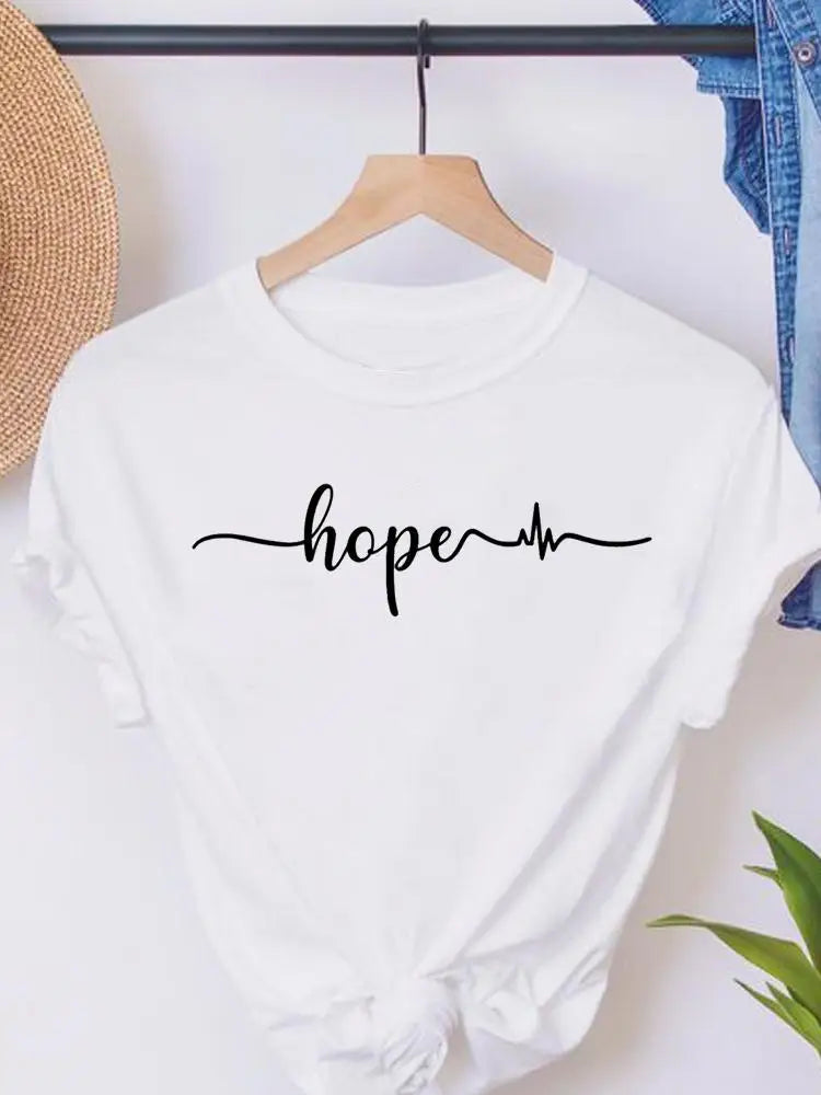 Faith Love Heart Letter Cute Short Sleeve Summer Female Graphic Tee Clothes T Women's Clothing Ladies Print Fashion T-shirts