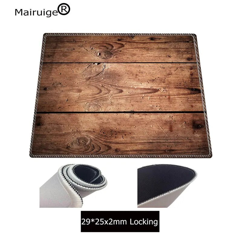 Mairuige  Fashion Brown Wood Grain Laptop Gaming Large Locking  Edge Mousepad BIG SIZE Rubber Game Mouse Pad for CSGO DOTA Gamer