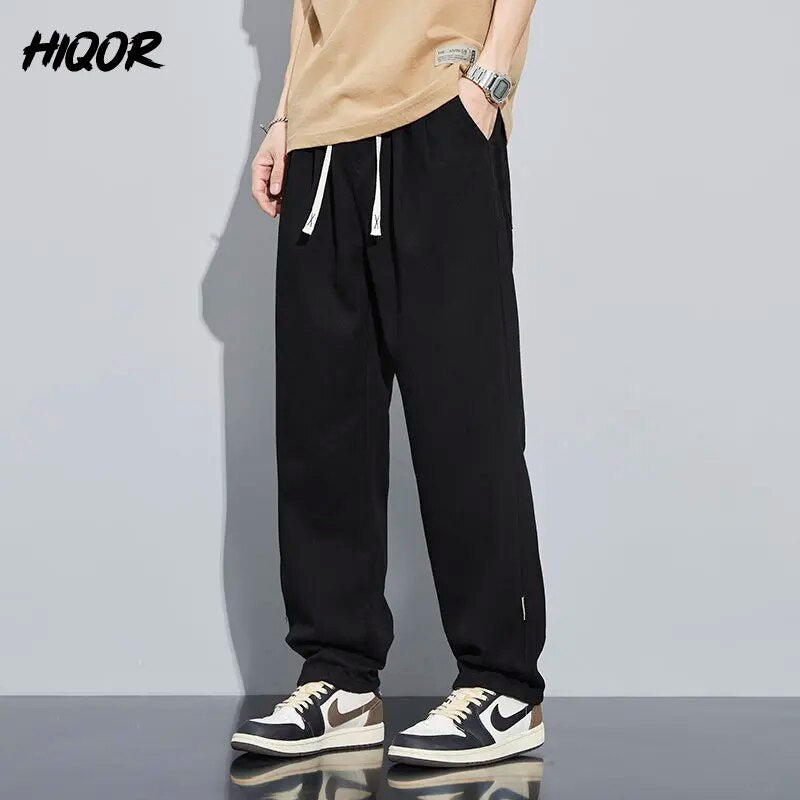 HIQOR 2023 Brand 100% Cotton Lightweight Sweatpants Man Patchwork Casual Long Sweat Pants Men's Jogger Trousers Dark Light Green