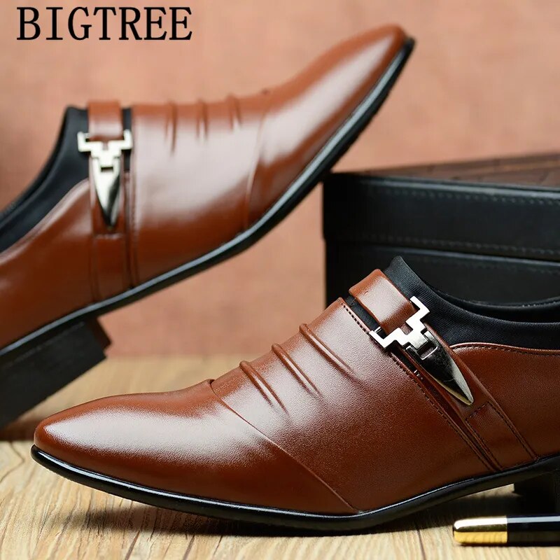 Italian Fashion Elegant Oxford Shoes For Mens Shoes Large Sizes Men Formal Shoes Leather Men Dress Loafers Man Slip On Masculino