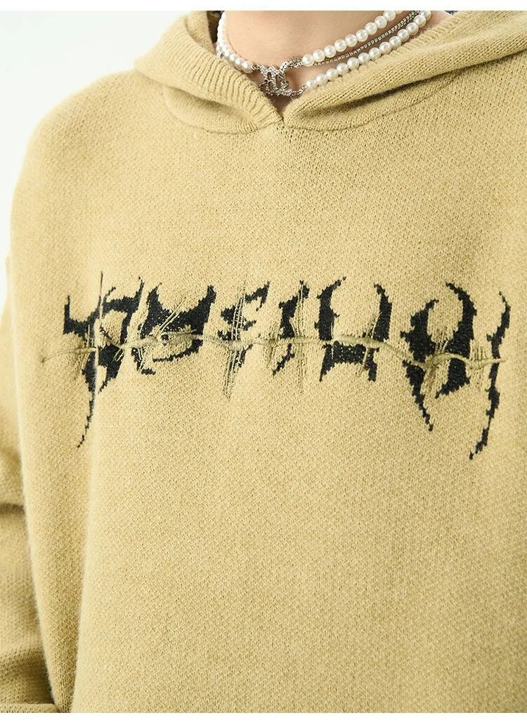 Centipede Pattern Slouchy Hooded Sweaters Men Women In Winter American Knitwear Sweater Small Crowd High Street Lovers Sweater