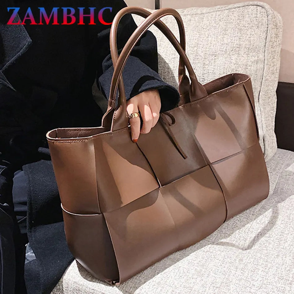 Famous Brand Large Weave Tote Bags High Quality Leather Shoulder Bags for Women Designer Luxury Lady Top-handle Bags Luxury Sac