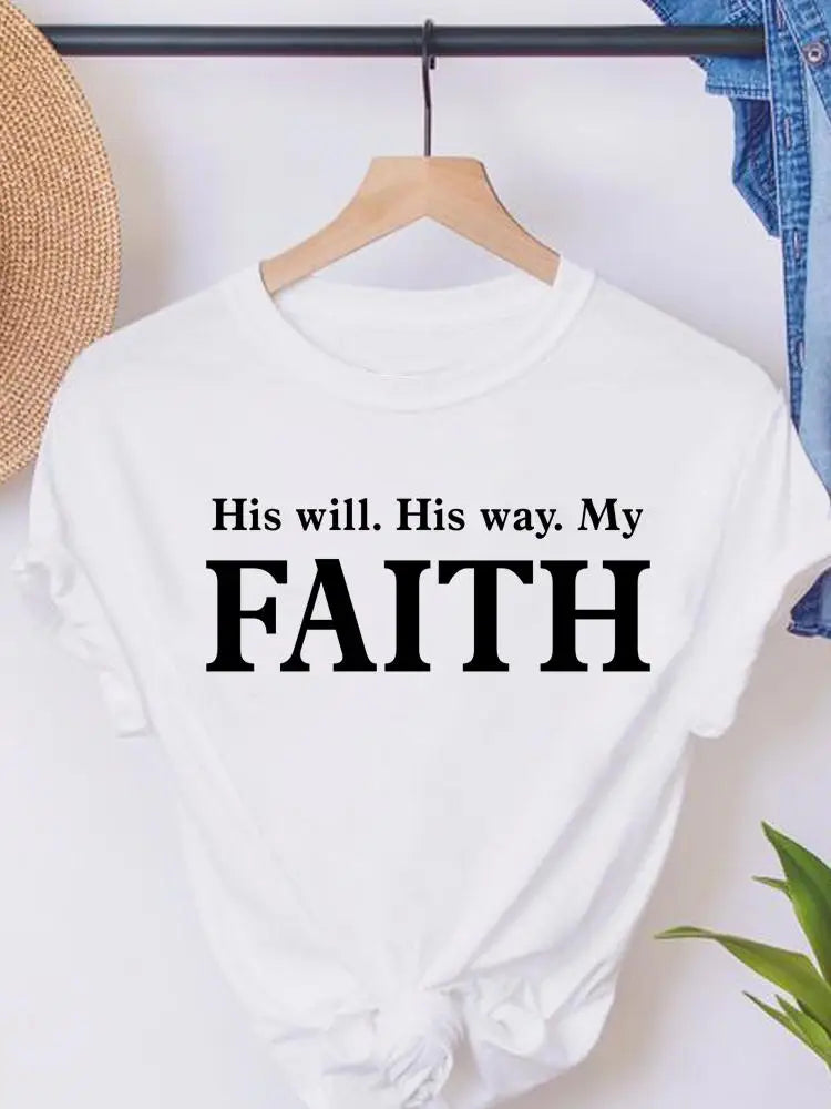 Faith Love Heart Letter Cute Short Sleeve Summer Female Graphic Tee Clothes T Women's Clothing Ladies Print Fashion T-shirts