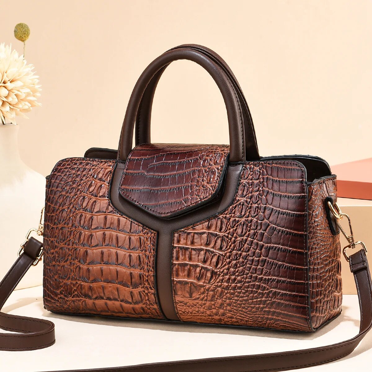 High Quality Leather Women Handbag Brand Designer Crocodile Messenger Bags for Lady Shoulder Bags Female Big Totes Office Bag