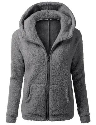 Autumn Winter Warm Jacket Women hoodie Hooded 2022 Casual Female Hoodies Sweatershirt Zipper Coat Solid Soft Fleece Women Coat