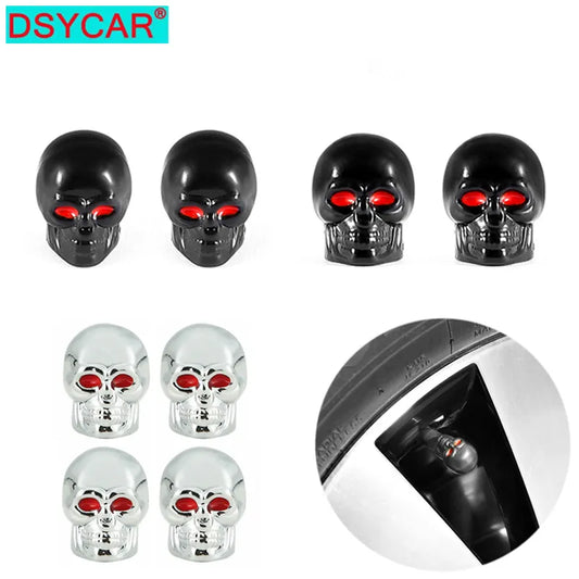 DSYCAR 4Pcs/Set Universal Car Skull Style Antirust Copper Core Fashion Motorcycle Bike Car Wheel Tyre Tires Valve Stem Caps New