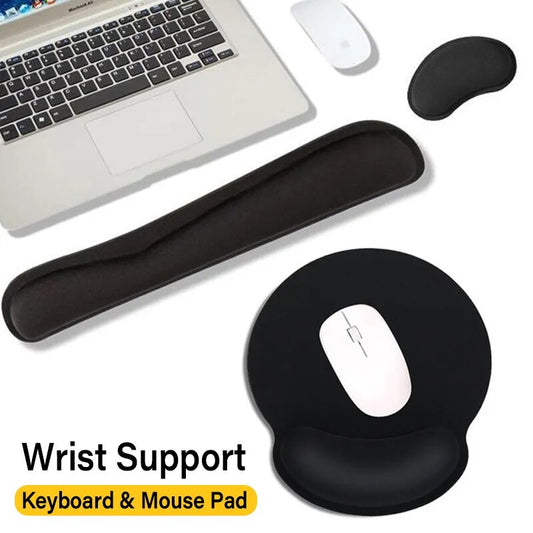 Keyboard & Mouse Pad with Wrist Rest Soft Memory Foam Wrist Support for Office Work Fatigue Relief PC Laptop Typing Wrist Rest