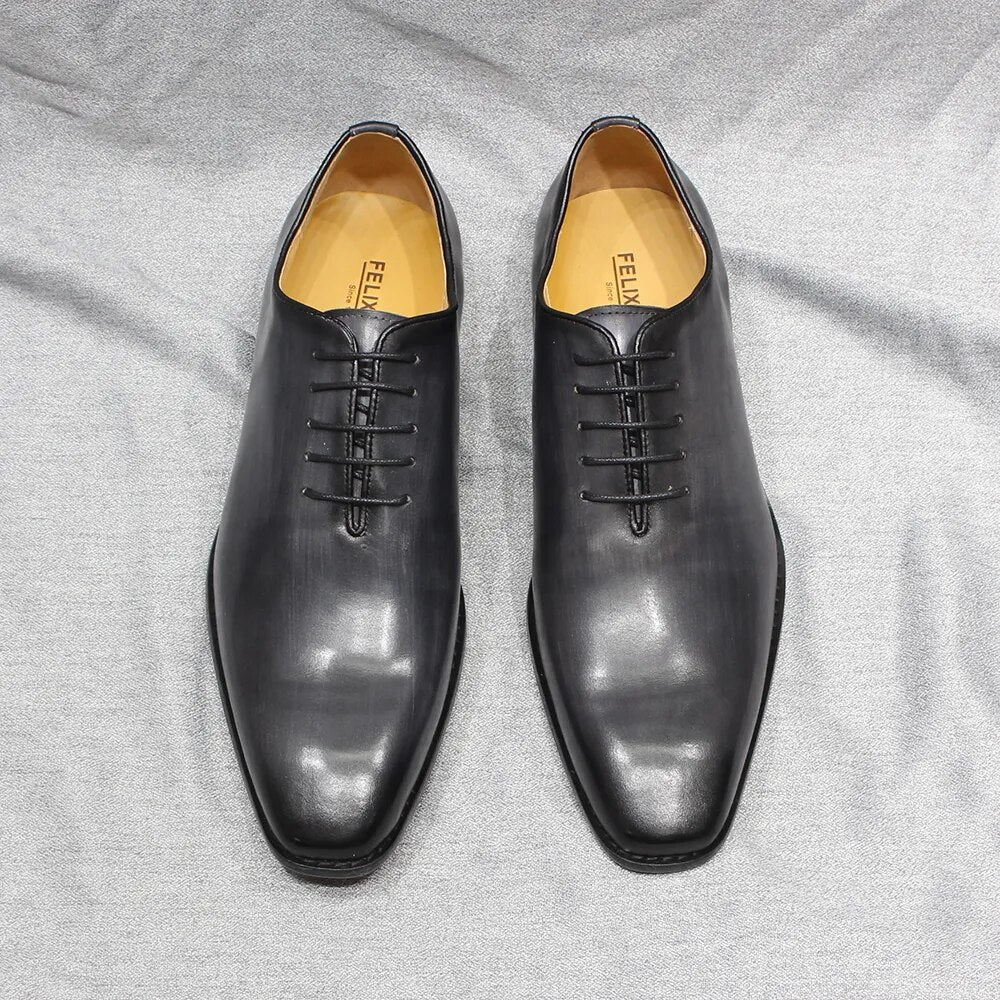 European Luxury Mens Oxford Dress Shoes Genuine Leather Whole Cut Handmade Mens Shoes Lace Up Business Office Formal Shoes Men