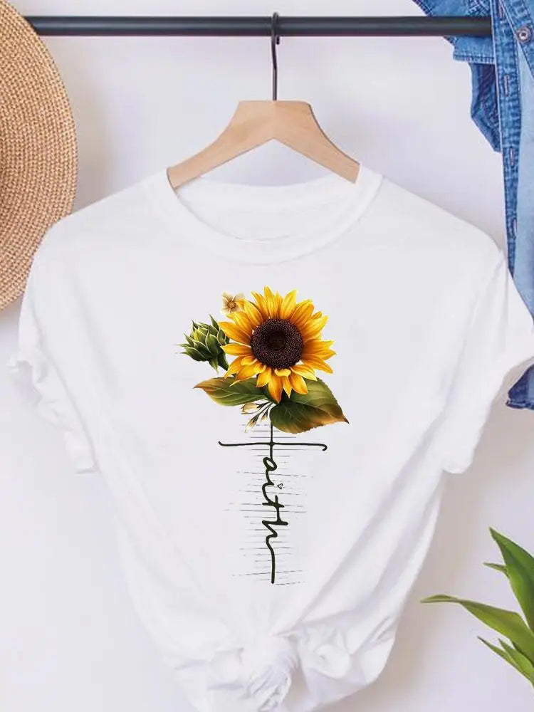 Faith Love Heart Letter Cute Short Sleeve Summer Female Graphic Tee Clothes T Women's Clothing Ladies Print Fashion T-shirts