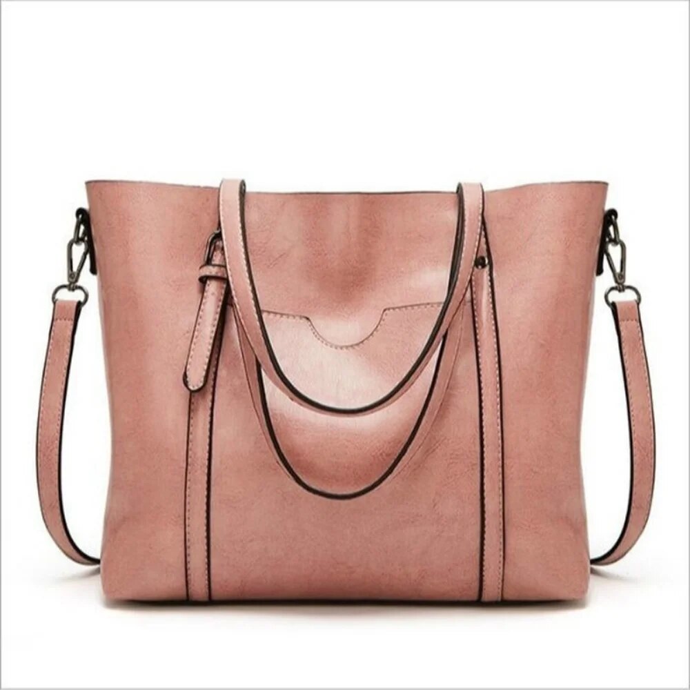 Fashion Casual Women Shoulder Bag PU Leather Tote Handbag Female Shopping Bags Soft Leather Lady Purse Bag High Capacity Totes