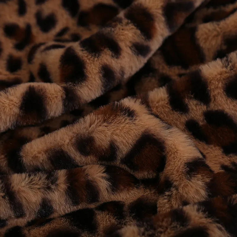 Elegant Leopard Design Fuzzy Blanket Sheets Super Soft Rabbit Fur Crystal Short Plush Bedding Sofa Cover 130*160cm/160*200cm