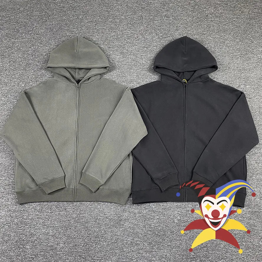 Heavy Fabric Solid Color Kanye West Season 6 Zip Hoodie Men Women 1:1 Best Quality Loose Gray Sweatshirts