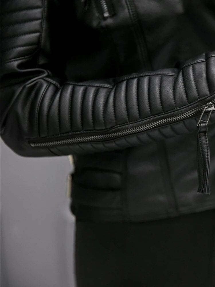 FTLZZ New Spring Autumn Women Faux Soft Leather Jackets Pu Black Blazer Zippers Coat Motorcycle Outerwear Biker Jacket