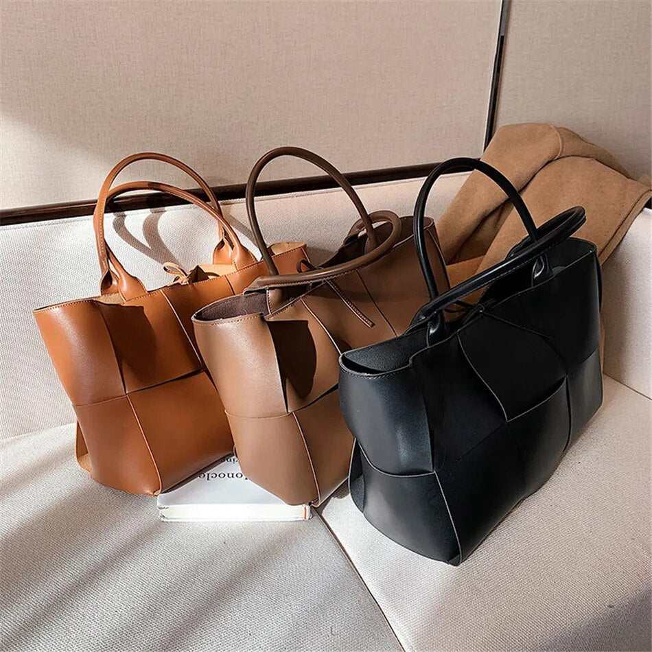 Famous Brand Large Weave Tote Bags High Quality Leather Shoulder Bags for Women Designer Luxury Lady Top-handle Bags Luxury Sac