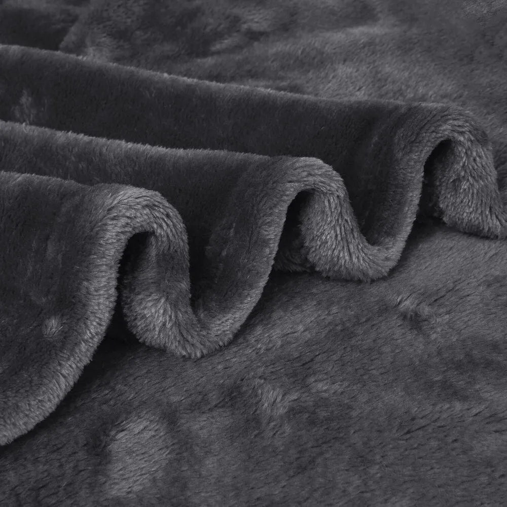 Bedding Fleece Blanket Queen Size Grey 300GSM Luxury Bed Blanket Anti-Static Fuzzy Soft Faux Fur Blanket Microfiber Throw