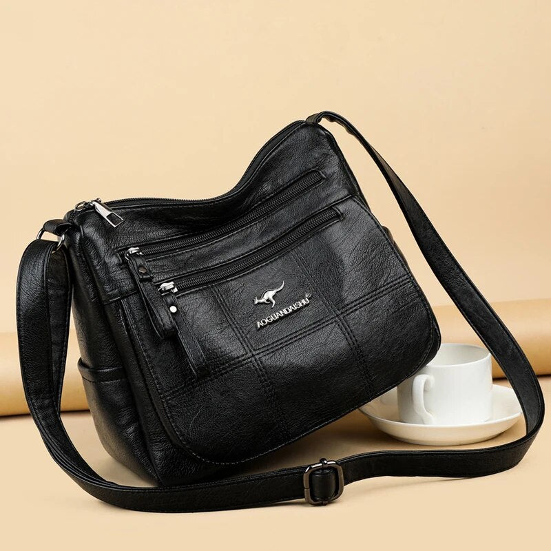 Hot Sale Soft Leather Luxury Designer Handbags Purses Women Shoulder Crossbody Messenger Bags Many Pocket Female Bags 2021 Sac