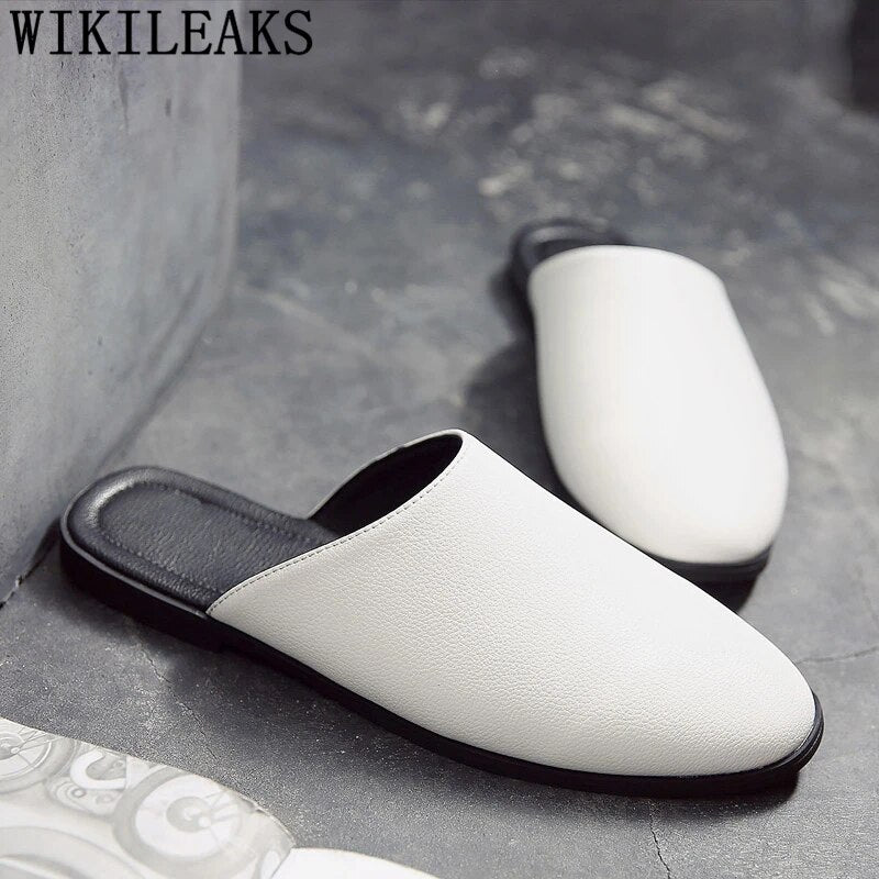 Half Shoes For Men Coiffeur Designer Shoes Men Italian Fashion Mens Shoes Casual Leather Mule Masculino Brand Tenis Masculino