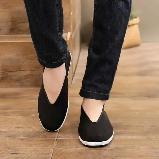 Chinese Traditional Martial Arts Shoes Men Kung Fu Wing Chun Tai-Chi Wushu Black Cloth Old Beijing Casual Shoes Sport Sneaker