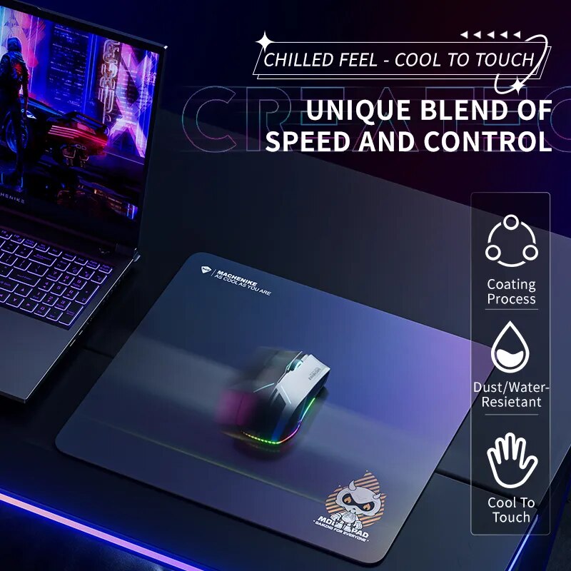 Machenike Esports Mouse Pad Glass Fiber Flexible Mousepad For Gamer Glass-Infused Surface Water Dust Resistant Mouse Mats