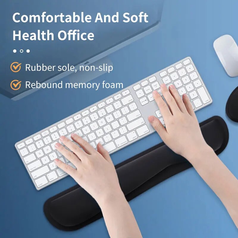 Keyboard & Mouse Pad with Wrist Rest Soft Memory Foam Wrist Support for Office Work Fatigue Relief PC Laptop Typing Wrist Rest