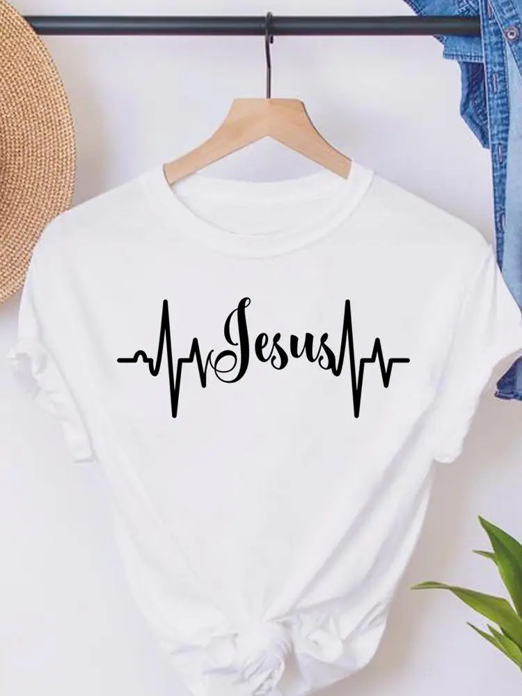 Faith Love Heart Letter Cute Short Sleeve Summer Female Graphic Tee Clothes T Women's Clothing Ladies Print Fashion T-shirts