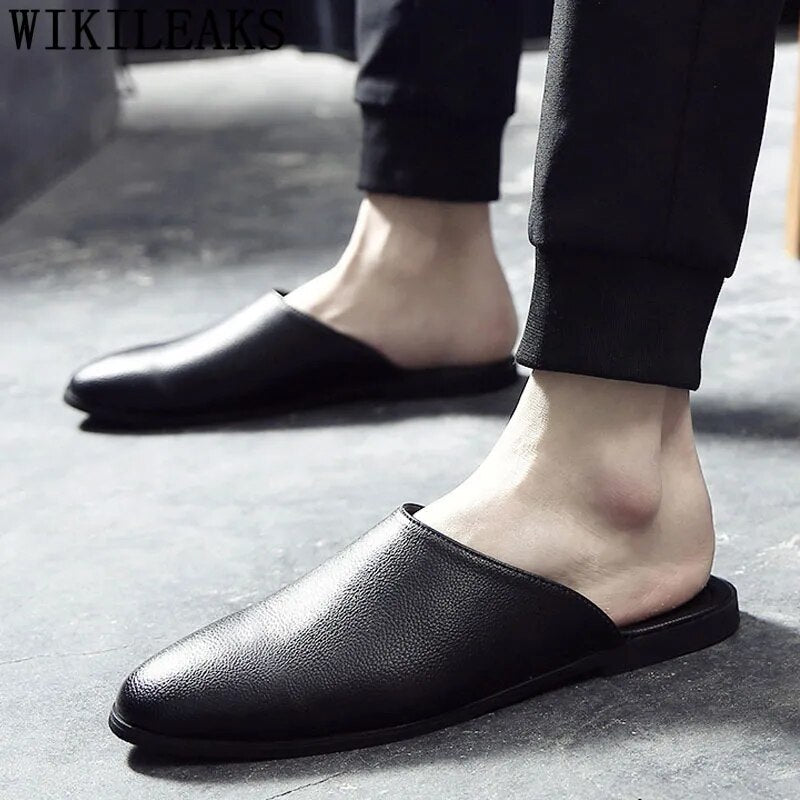 Half Shoes For Men Coiffeur Designer Shoes Men Italian Fashion Mens Shoes Casual Leather Mule Masculino Brand Tenis Masculino