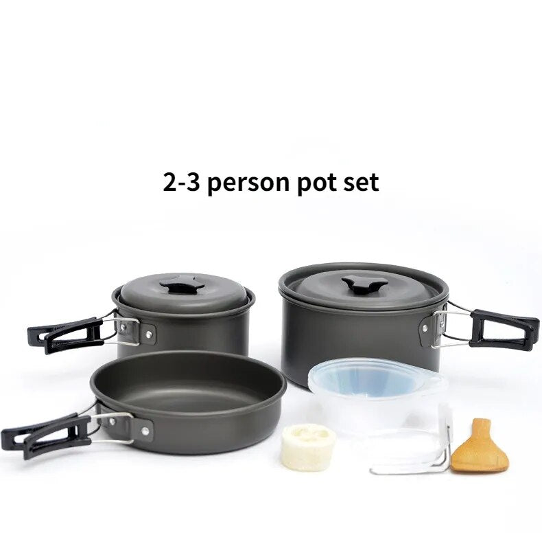 Camping Cookware Set for 1-7 Persons, Lightweight and Portable Pot and Pan with Carrying Bag, Perfect for Outdoor Camping