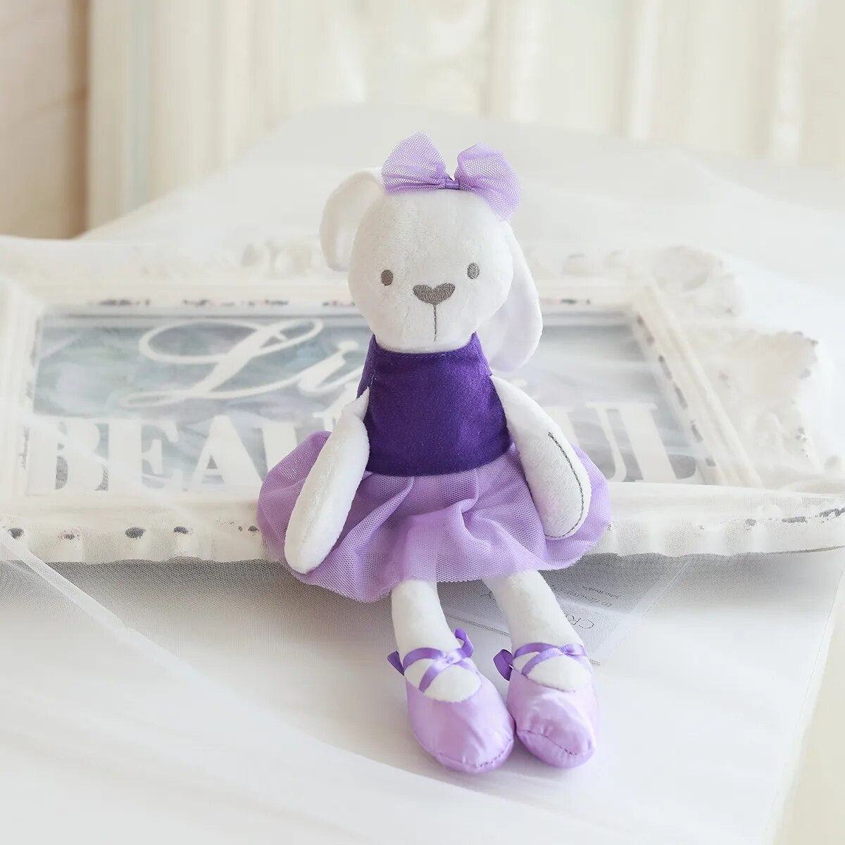 Cute Stuffed Plush Rabbit Toy For Baby Girls Kids Soft Kawaii Toy Children Big Bedding Pillow Baby Girls Bow Dress Pets Toys