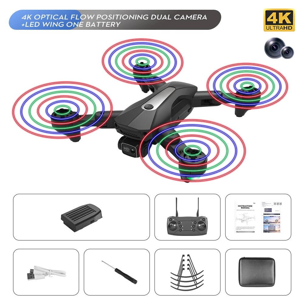 EBOYU KY608 RC Drone w/ LED Propellers 4K HD Camera Altitude Hold One Key Return/Landing /Off Headless RC Quadcopter Drone Toy